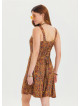 Thin Strap Button Detailed Short Mustard Ethnic Jumpsuit 4567
